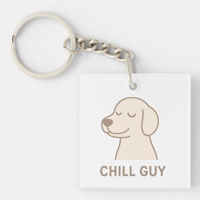 Cute Funny Keychain – “Chill Guy” Cartoon Dog (Front)