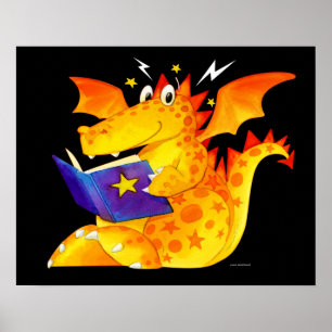 Cute Funny Kids Magical Baby Dragon Art Poster