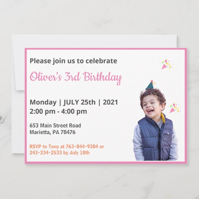 Cute Funny | Kids Photo Birthday  Invitation (Front)