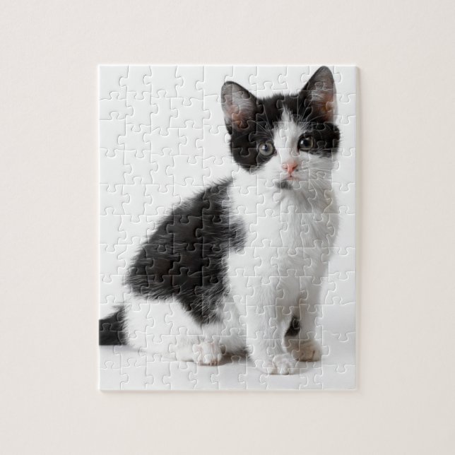 Cute Funny kitten black and white cat Jigsaw Puzzle (Vertical)