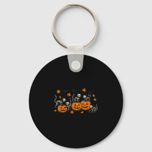 Cute funny kitten skeleton black cat pumpkins key ring
