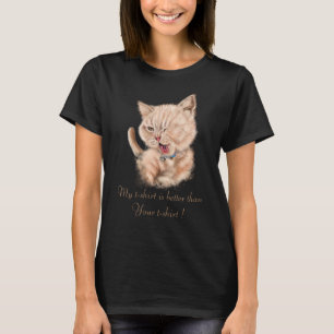 Cute Funny Kitty Cartoon Drawing - Add Your Text T-Shirt