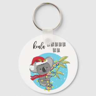 cute funny koala Christmas card fa la Australia Key Ring