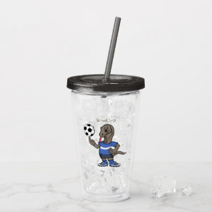 Cute funny Komodo dragon playing soccer cartoon Acrylic Tumbler