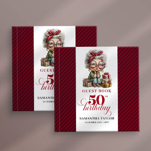 Cute Funny Lady 50th Birthday Cartoon Humor Guest Book