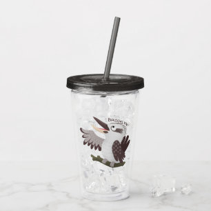 Cute funny laughing kookaburra cartoon acrylic tumbler