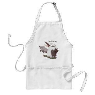 Cute funny laughing kookaburra cartoon adult apron