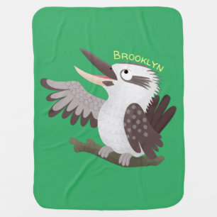 Cute funny laughing kookaburra cartoon baby blanket