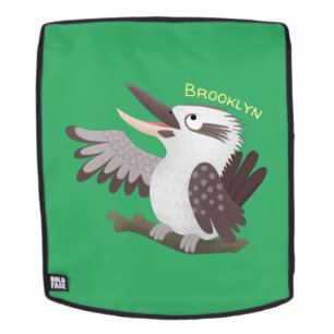 Cute funny laughing kookaburra cartoon backpack