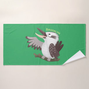 Cute funny laughing kookaburra cartoon bath towel set