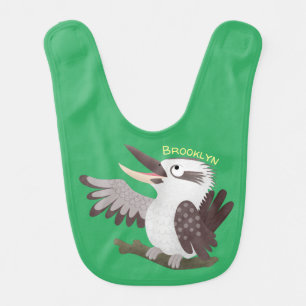 Cute funny laughing kookaburra cartoon  bib