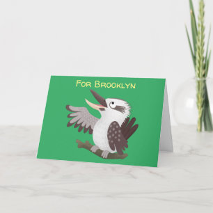 Cute funny laughing kookaburra cartoon card