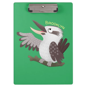 Cute funny laughing kookaburra cartoon clipboard