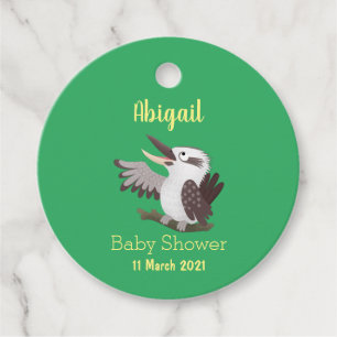 Cute funny laughing kookaburra cartoon favour tags