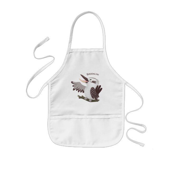 Cute funny laughing kookaburra cartoon kids' apron (Front)