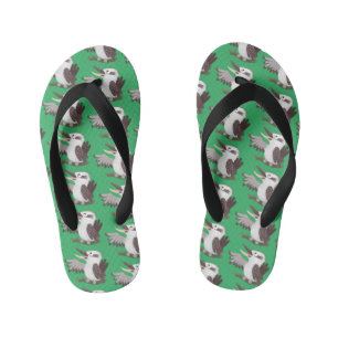 Cute funny laughing kookaburra cartoon kid's thongs