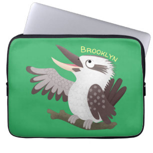 Cute funny laughing kookaburra cartoon laptop sleeve