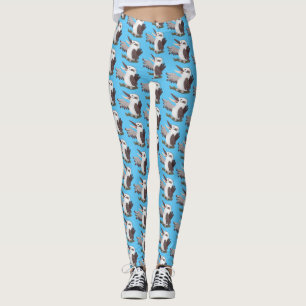Cute funny laughing kookaburra cartoon leggings