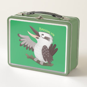 Cute funny laughing kookaburra cartoon metal lunch box