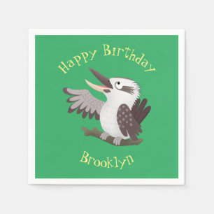 Cute funny laughing kookaburra cartoon napkin