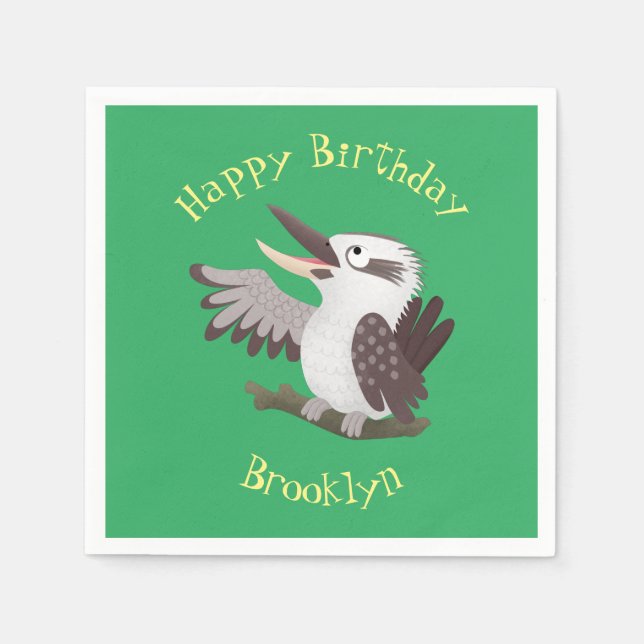 Cute funny laughing kookaburra cartoon napkin (Front)