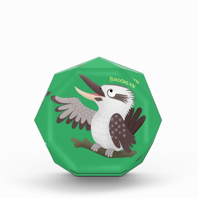 Cute funny laughing kookaburra cartoon photo block (Front)