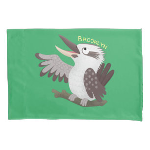 Cute funny laughing kookaburra cartoon pillowcase