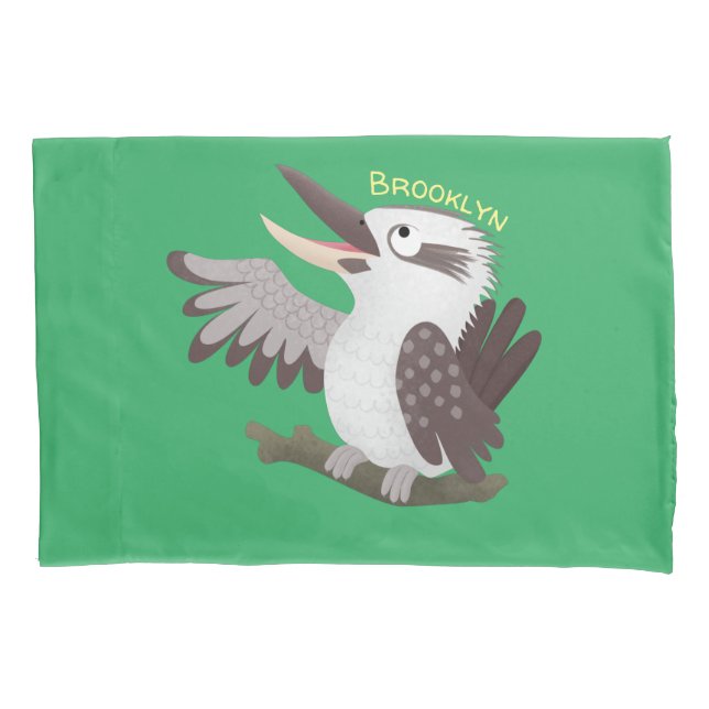 Cute funny laughing kookaburra cartoon pillowcase (Front)