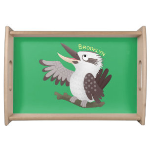 Cute funny laughing kookaburra cartoon serving tray