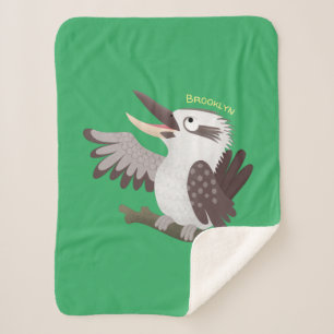 Cute funny laughing kookaburra cartoon sherpa blanket