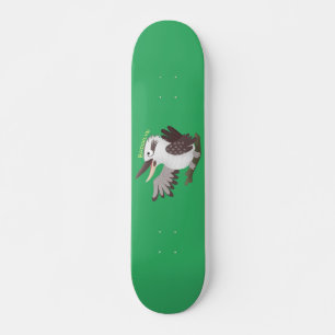 Cute funny laughing kookaburra cartoon skateboard