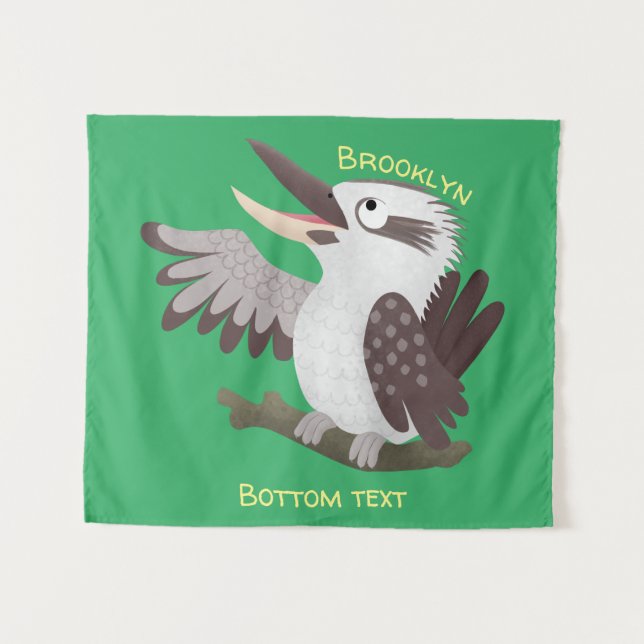Cute funny laughing kookaburra cartoon tapestry (Front (Horizontal))