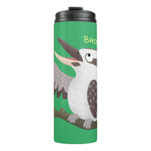 Cute funny laughing kookaburra cartoon thermal tumbler