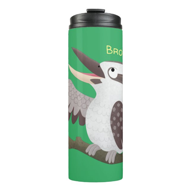 Cute funny laughing kookaburra cartoon thermal tumbler (Front)
