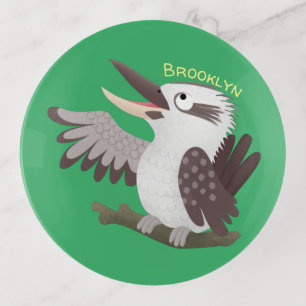 Cute funny laughing kookaburra cartoon trinket trays