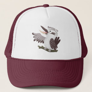 Cute funny laughing kookaburra cartoon trucker hat