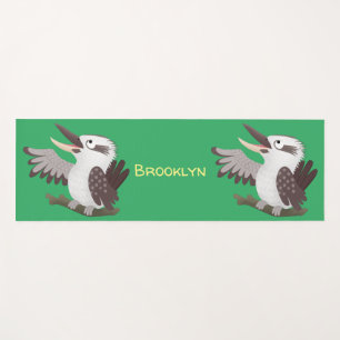 Cute funny laughing kookaburra cartoon yoga mat