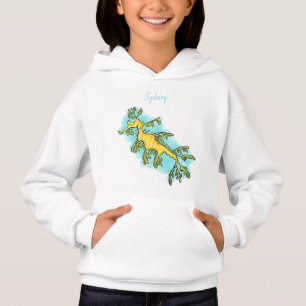 Cute funny leafy sea dragon cartoon illustration