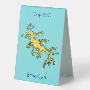 Cute funny leafy sea dragon cartoon illustration