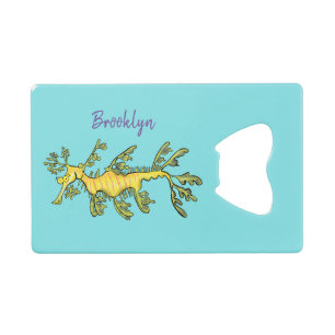 Cute funny leafy sea dragon cartoon illustration