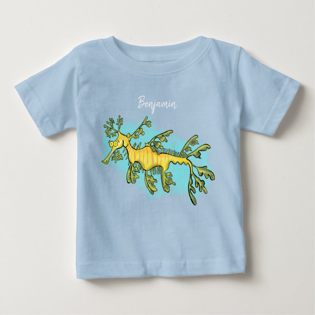 Cute funny leafy sea dragon cartoon illustration baby T-Shirt (Front)
