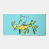 Cute funny leafy sea dragon cartoon illustration