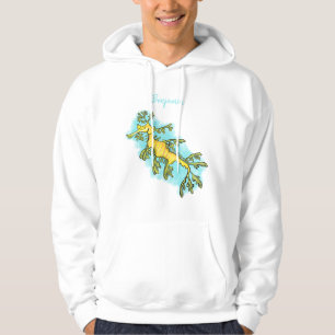 Cute funny leafy sea dragon cartoon illustration hoodie