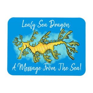 Cute funny leafy sea dragon cartoon illustration magnet