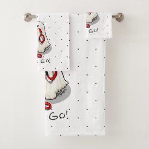 Cute Funny Let's Go! Walk Komondor Dog with Leash Bath Towel Set
