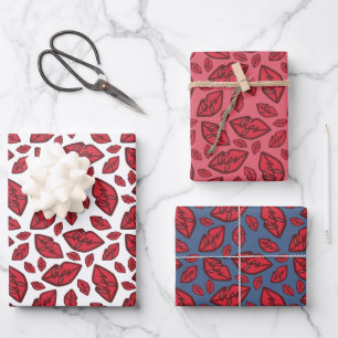 Cute Funny Lips Pattern Wrapping Paper Sheet