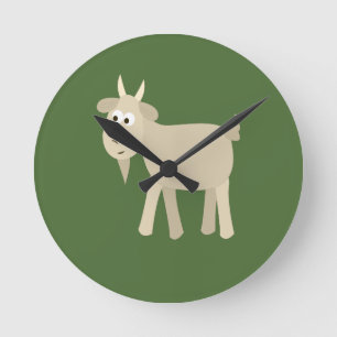 Cute Funny Little Goat Round Clock