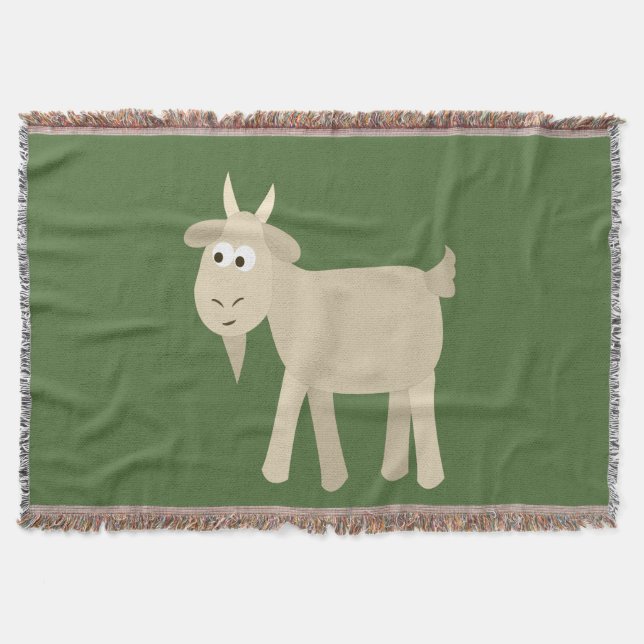 Cute Funny Little Goat Throw Blanket (Front)