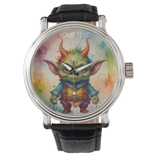 Cute funny little goblin creature vivid color watch (Front)