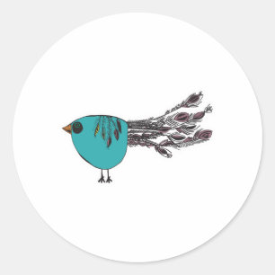 cute funny little peacock classic round sticker